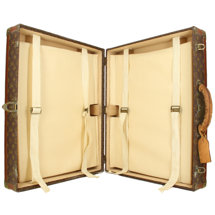 Louis Vuitton Bisten 60 cm in Monogram canvas suitcase and natural leather - Detail D1
