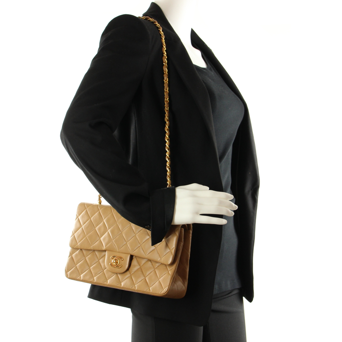 Chanel in light brown quilted leather - Detail D2