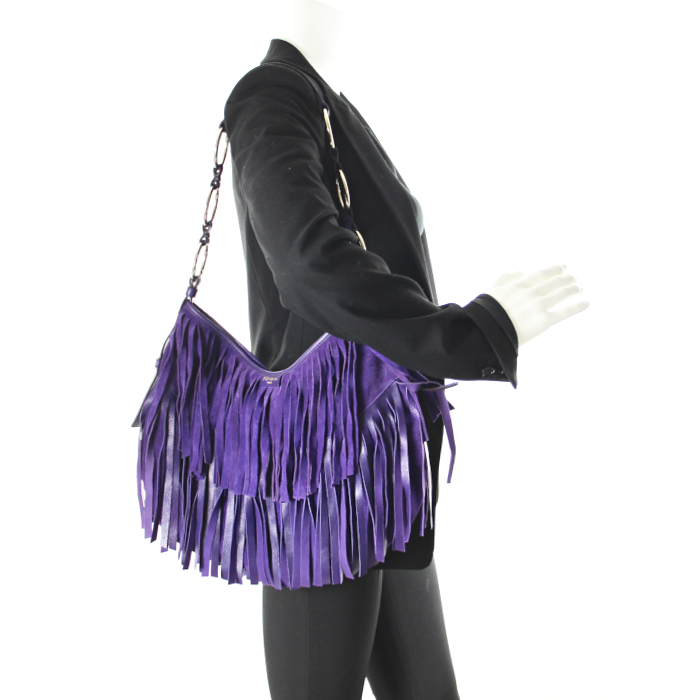 Yves Saint Laurent Saint-Tropez in purple leather and suede - Detail D1