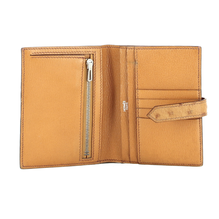 Béarn wallet in brown ostrich leather - Detail D1