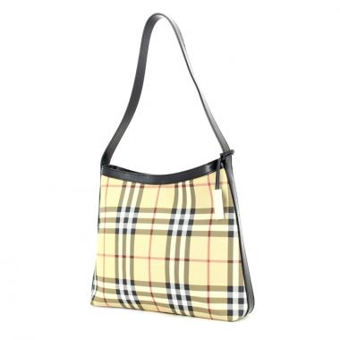 Burberry bucket bag in Haymarket check canvas and brown leather