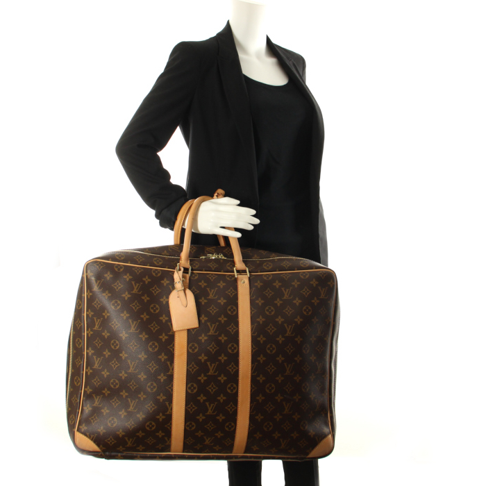 Sirius travel bag in monogram canvas and natural leather - Detail D1