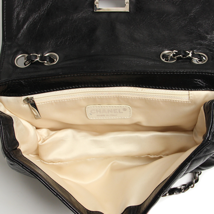 Sac à main Croisière en cuir matelassé noir et jonc beige - Detail D2