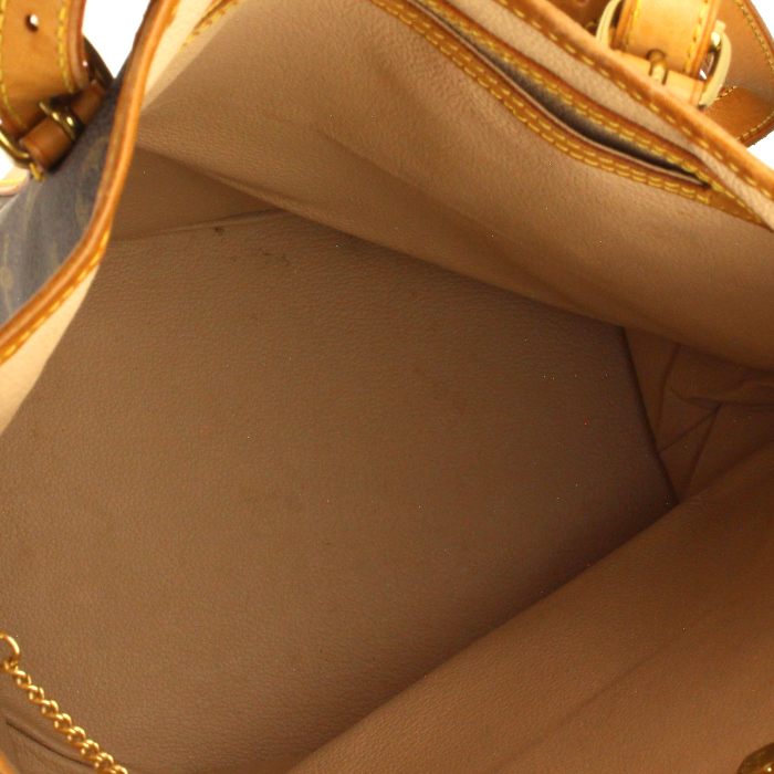 Louis Vuitton Grand Bucket en toile monogram et cuir naturel - Detail D2