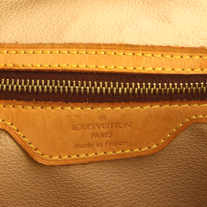 Louis Vuitton Grand Bucket en toile monogram et cuir naturel - Detail D3