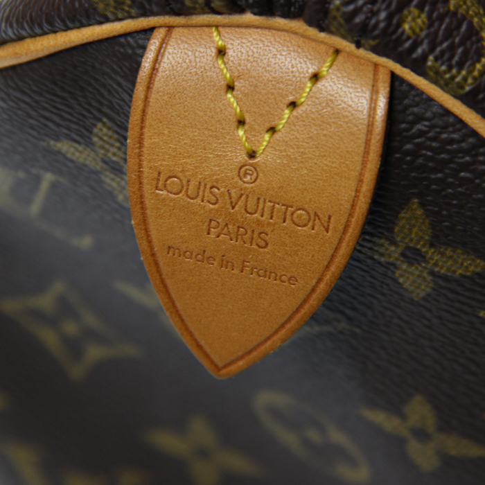 Louis Vuitton Sppedy 25 cm in monogram canvas and natural leather - Detail D4