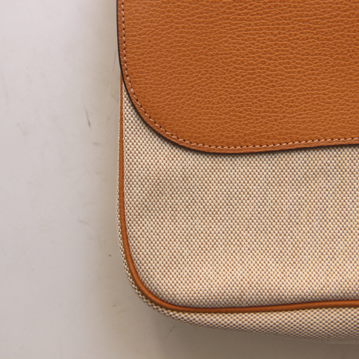Bolso de mano Colorado en lona beige y cuero marrón - Detail D4