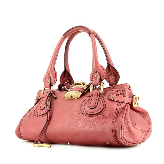 Chloé Paddington en cuero color frambuesa