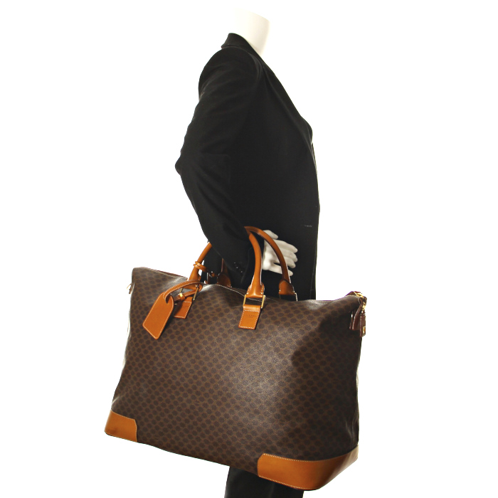 Celine travel bag in Monogram canvas and brown leather - Detail D1