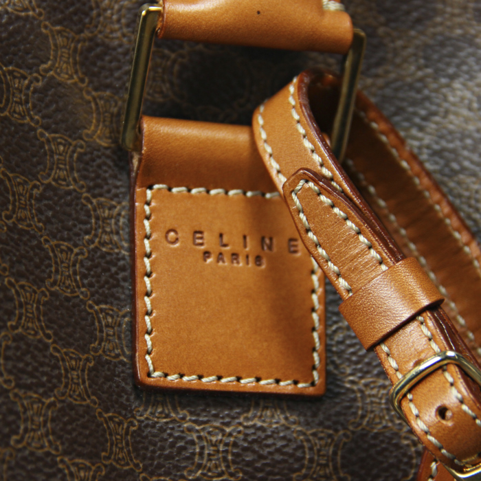 Celine travel bag in Monogram canvas and brown leather - Detail D4