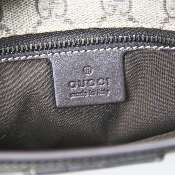 Gucci cabas en toile monogram beige et cuir marron - Detail D3