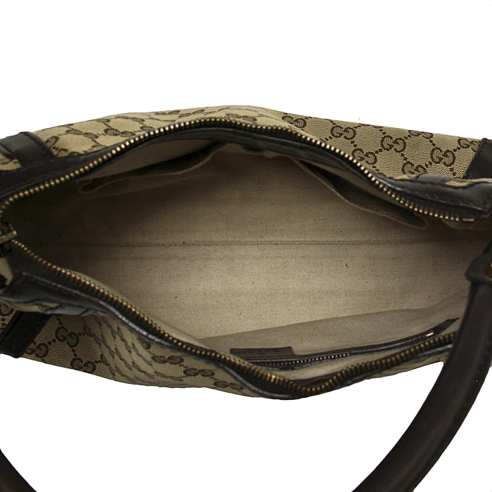 Gucci en toile monogram beige et cuir marron - Detail D2