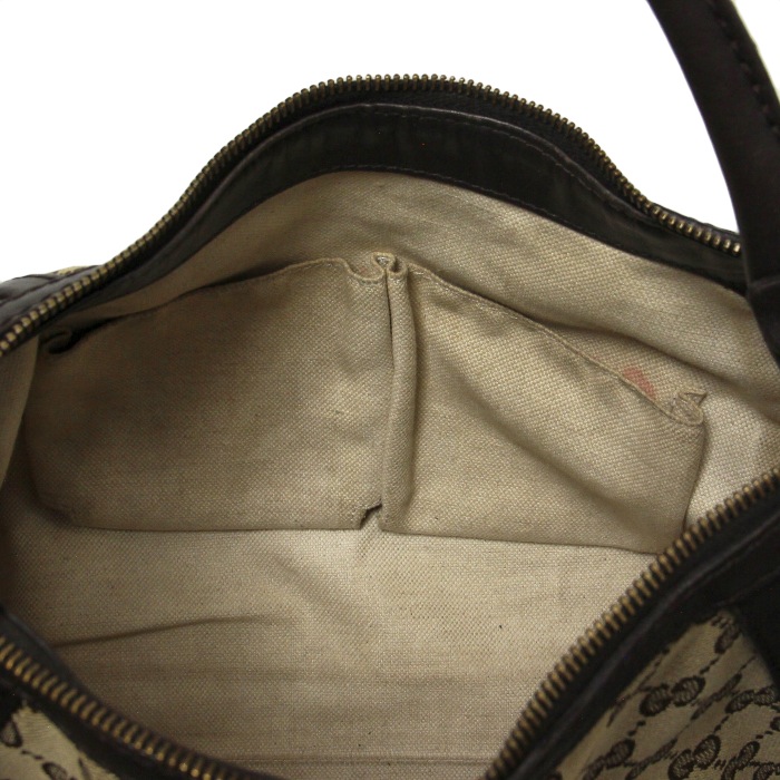 Gucci en toile monogram beige et cuir marron - Detail D3