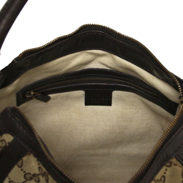 Gucci in beige monogram canvas and brown leather - Detail D4