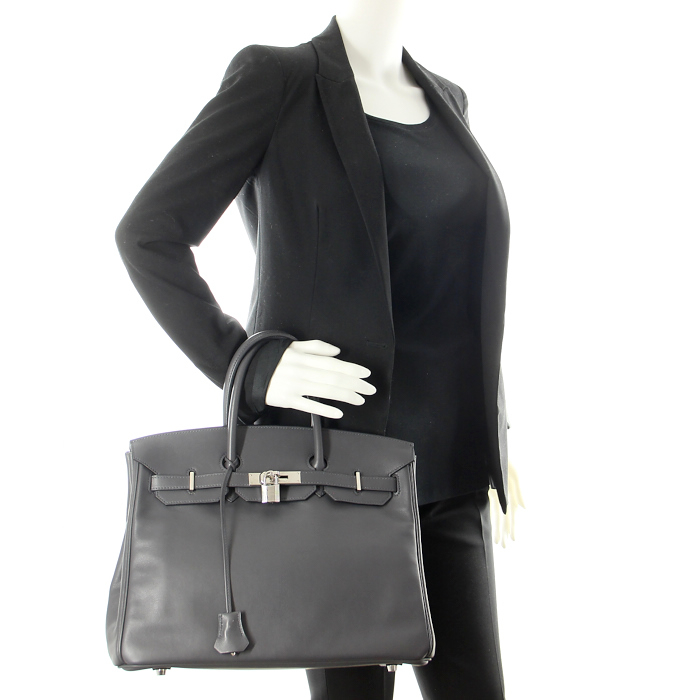 Hermès Birkin 35 cm in grey anthracite leather  - Detail D1