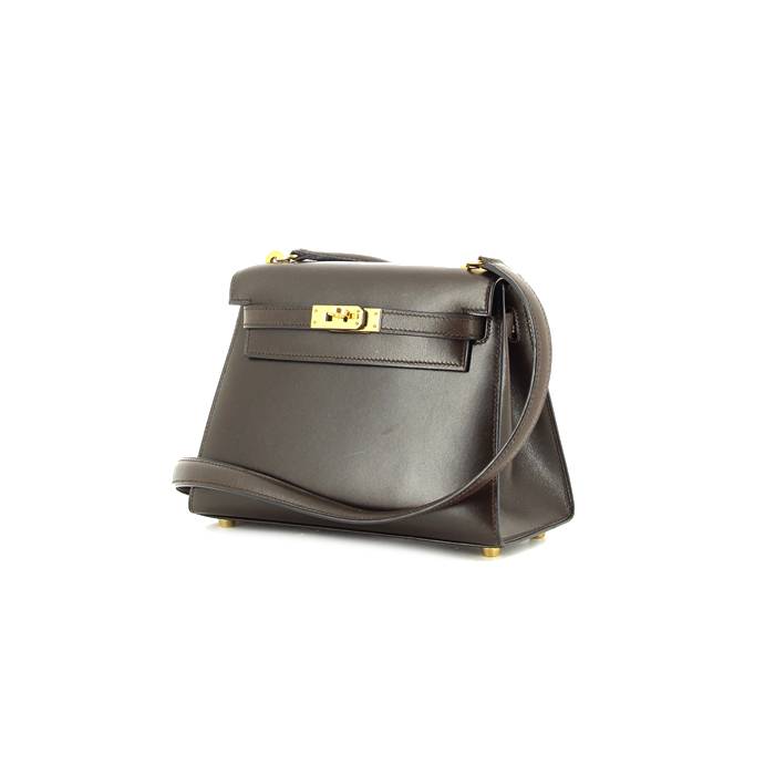 Hermes Mini Kelly en cuir marron