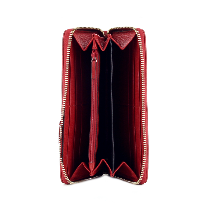 Gucci wallet in beige monogram canvas and red leather - Detail D1