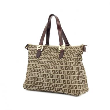 Bolso de mano en lona Monogram y cuero marrón