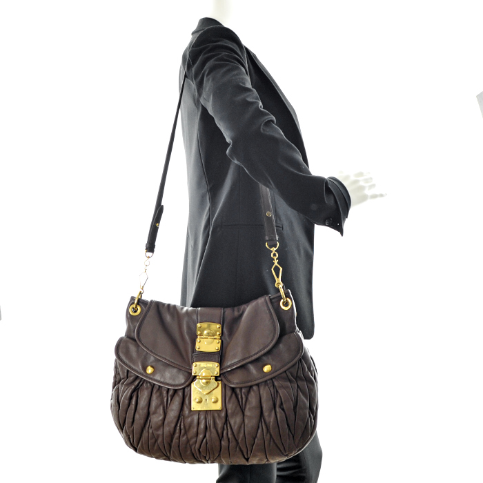 Mui Mui in brown quilted leather  - Detail D2