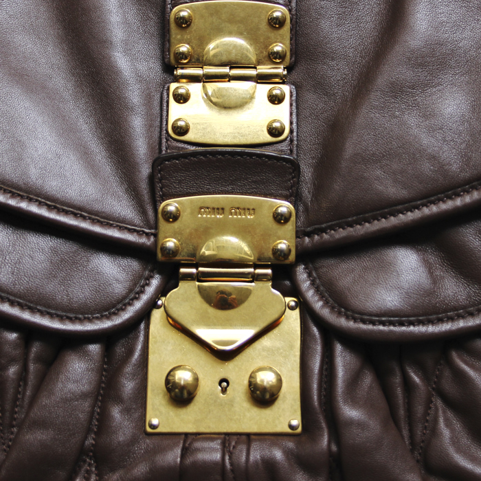 Borsa in pelle trapuntata marrone - Detail D5