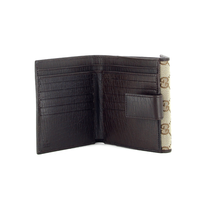 Gucci portefeuille Bamboo en toile monogram beige et cuir marron - Detail D1