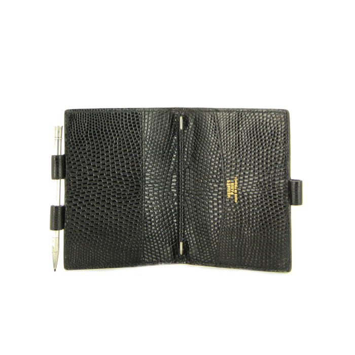 Hermès agenda-holder in black lizard - Detail D1