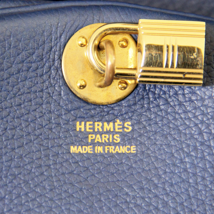 Hermès RD Travel bag in blue epsom leather - Detail D3