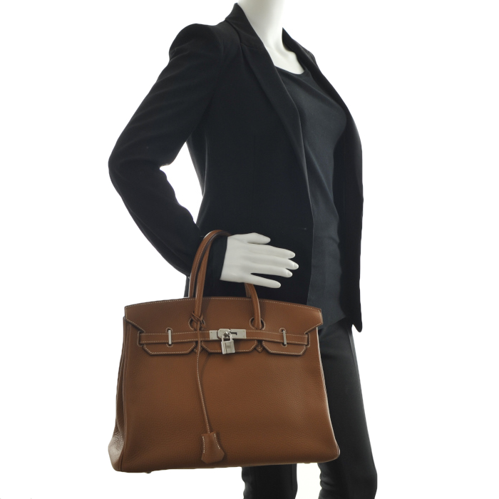 Bolso de mano Haut à Courroies en cuero color oro - Detail D1