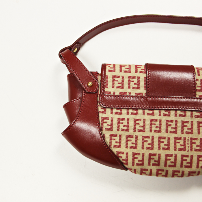Borsa Zucca in tela monogram beige e pelle rossa - Detail D5