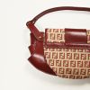 Fendi Zucca handbag in beige monogram canvas and red leather - Detail D5 thumbnail