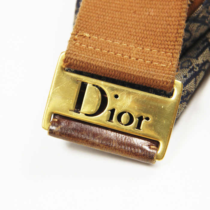 Dior demi-lune en toile monogram bleue et cuir marron  - Detail D4