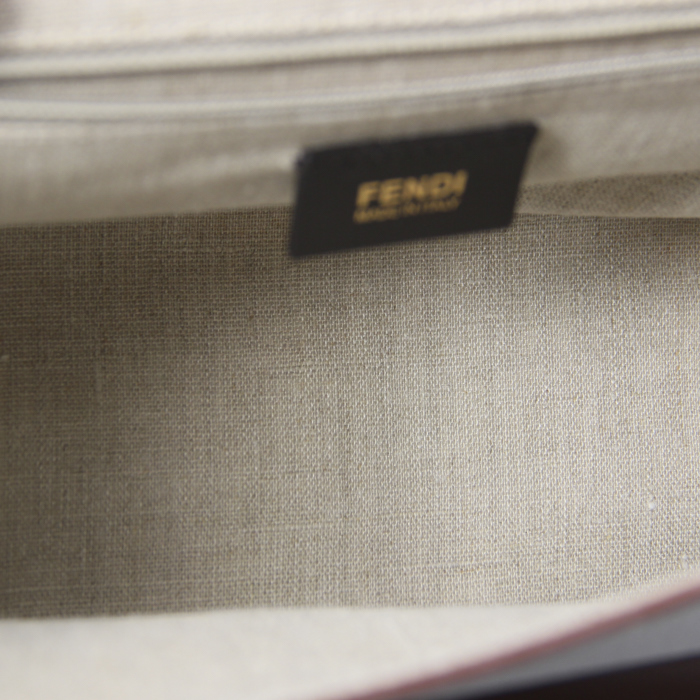 Fendi Silvana bag in brown and white leather - Detail D5