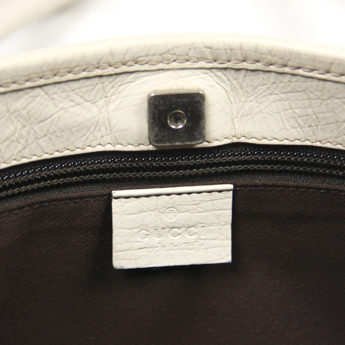 Bolso Cabás en lona Monogram beige y cuero blanco - Detail D3