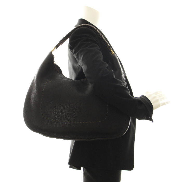 Selleria beggar's bag in brown leather - Detail D1