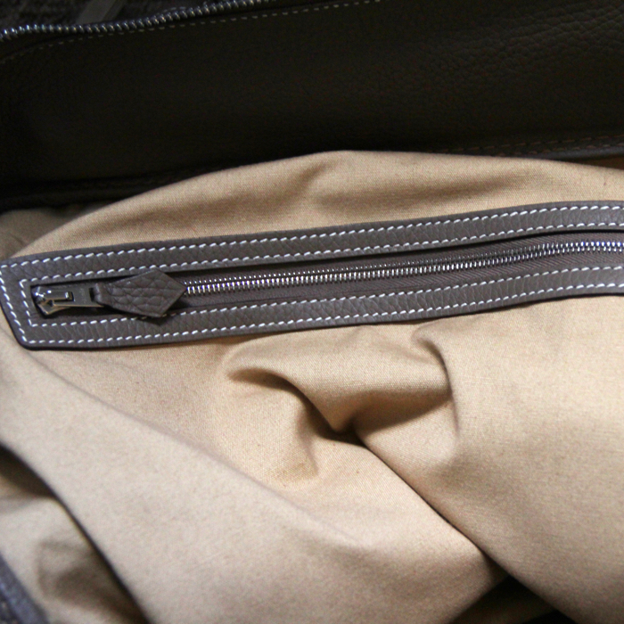 Sac de voyage Omnibus en cuir togo taupe - Detail D3