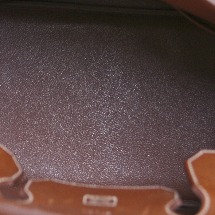 Bolso de mano Birkin 40 cm en cuero Barenia color avellana - Detail D2