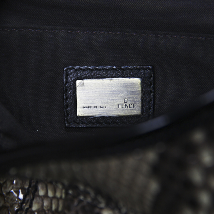 Borsa a spalla in pitone beige e pelle nera - Detail D3