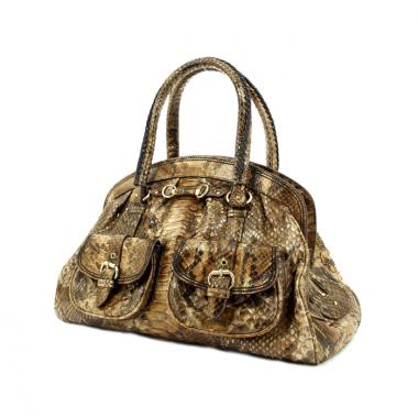 Bolso en piel de pitón beige y marrón