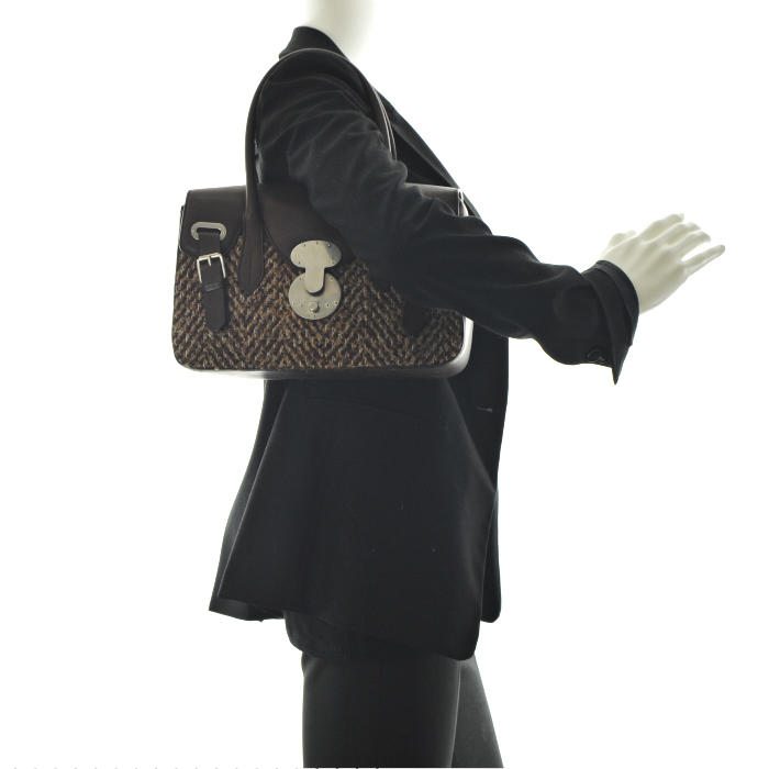 Bolso de mano en tejido jersey y cuero - Detail D1