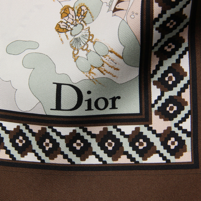 Christian Dior au Grand Nord carré in grey twill silk - Detail D2