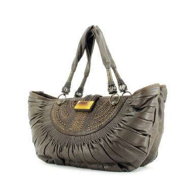 Sac à main Dior Plissé en cuir marron
