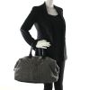 Yves Saint-Laurent Easy in broaded grey canvas and black leather - Detail D1 thumbnail