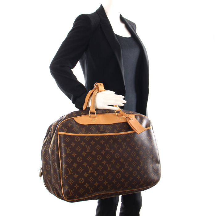 Borsa da viaggio Louis Vuitton Alize in tela monogram e pelle naturale - Detail D1