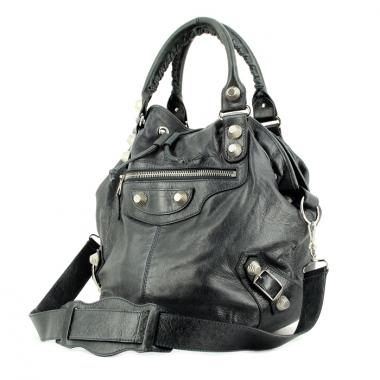 Borsa in pelle grigia