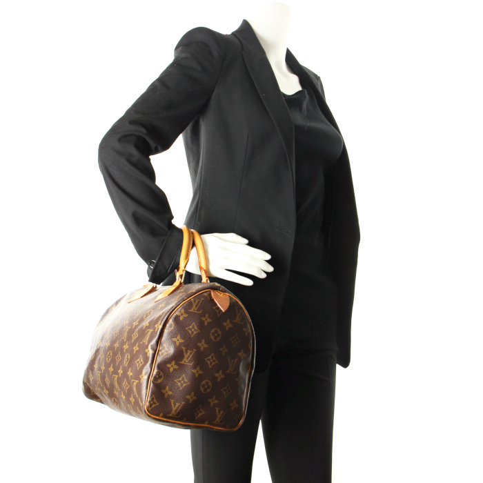 Louis Vuitton Speedy 30 cm in monogram canvas and natural leather - Detail D1