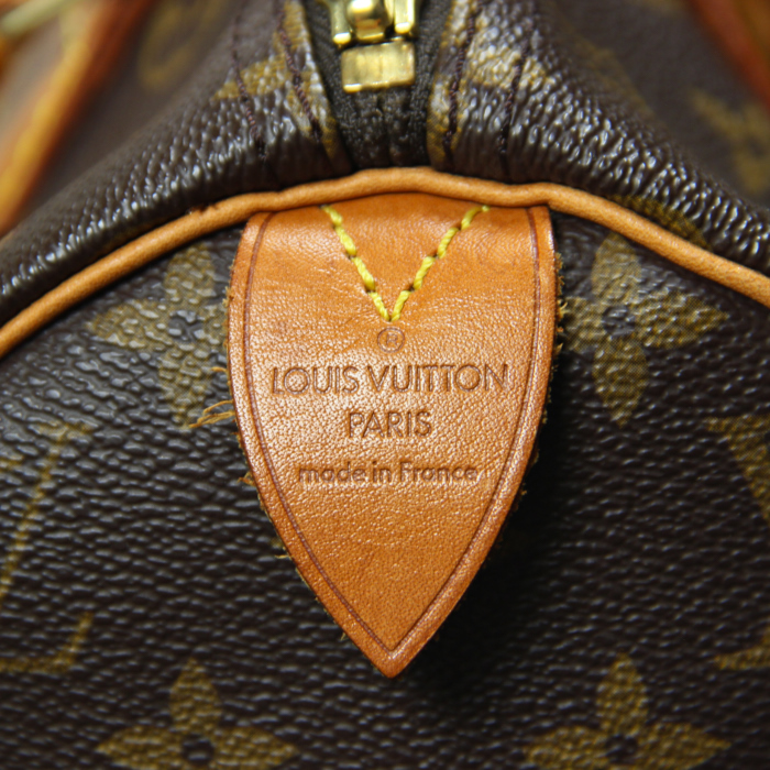 Louis Vuitton Speedy 30 cm in monogram canvas and natural leather - Detail D4