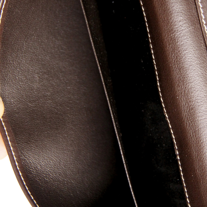 Gucci wallet in beige monogram canvas and brown leather - Detail D2