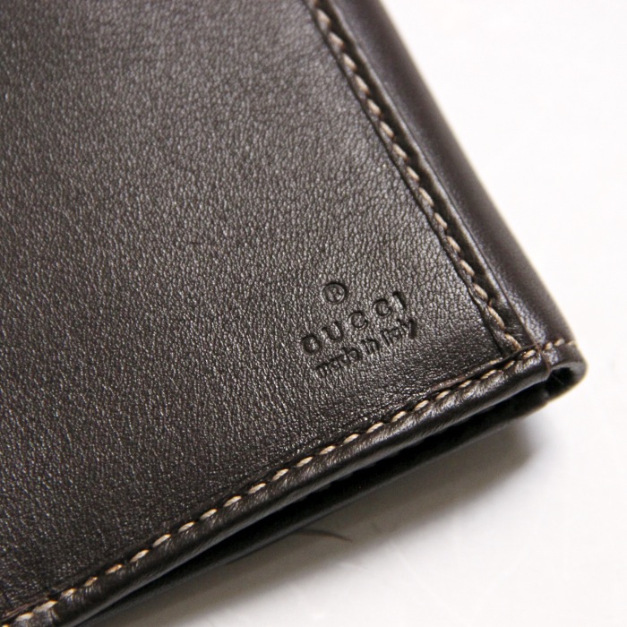 Gucci wallet in beige monogram canvas and brown leather - Detail D3