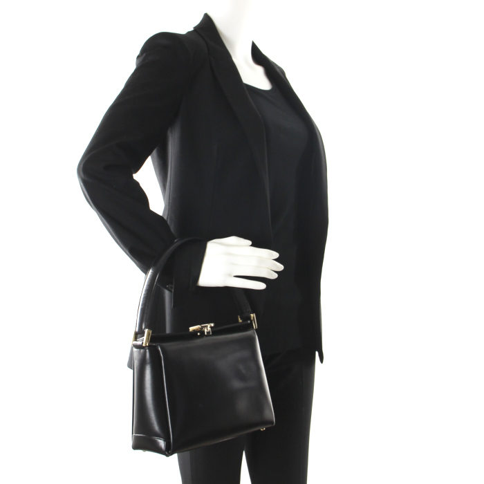 Borsa Gucci Gucci Vintage in pelle box nera - Detail D1