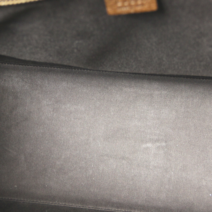 Gucci in beige monogramm canvas and brown leather - Detail D2